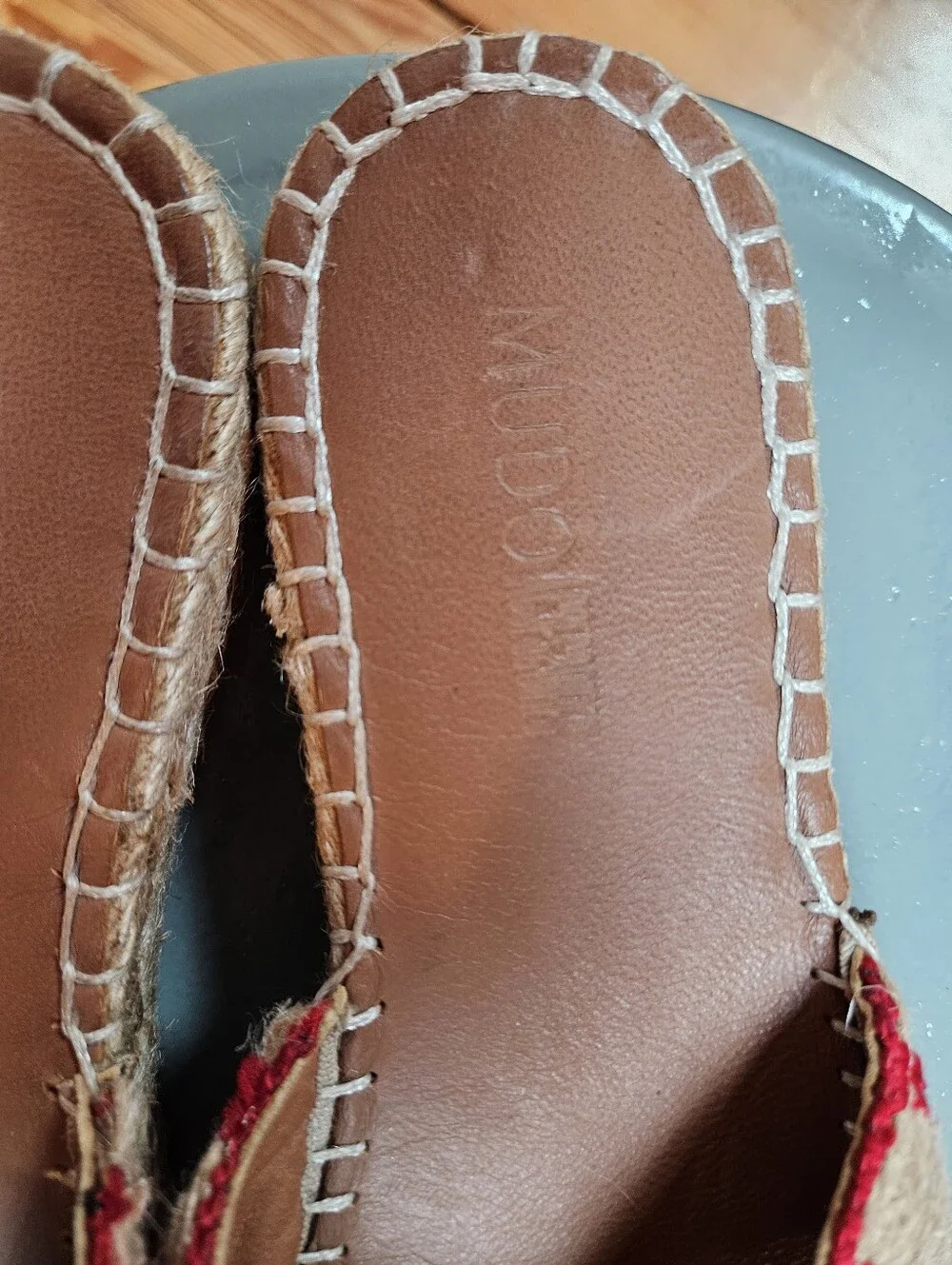 Mudo Jute Espadrille Red & Natural Slide Sandals - Women 9